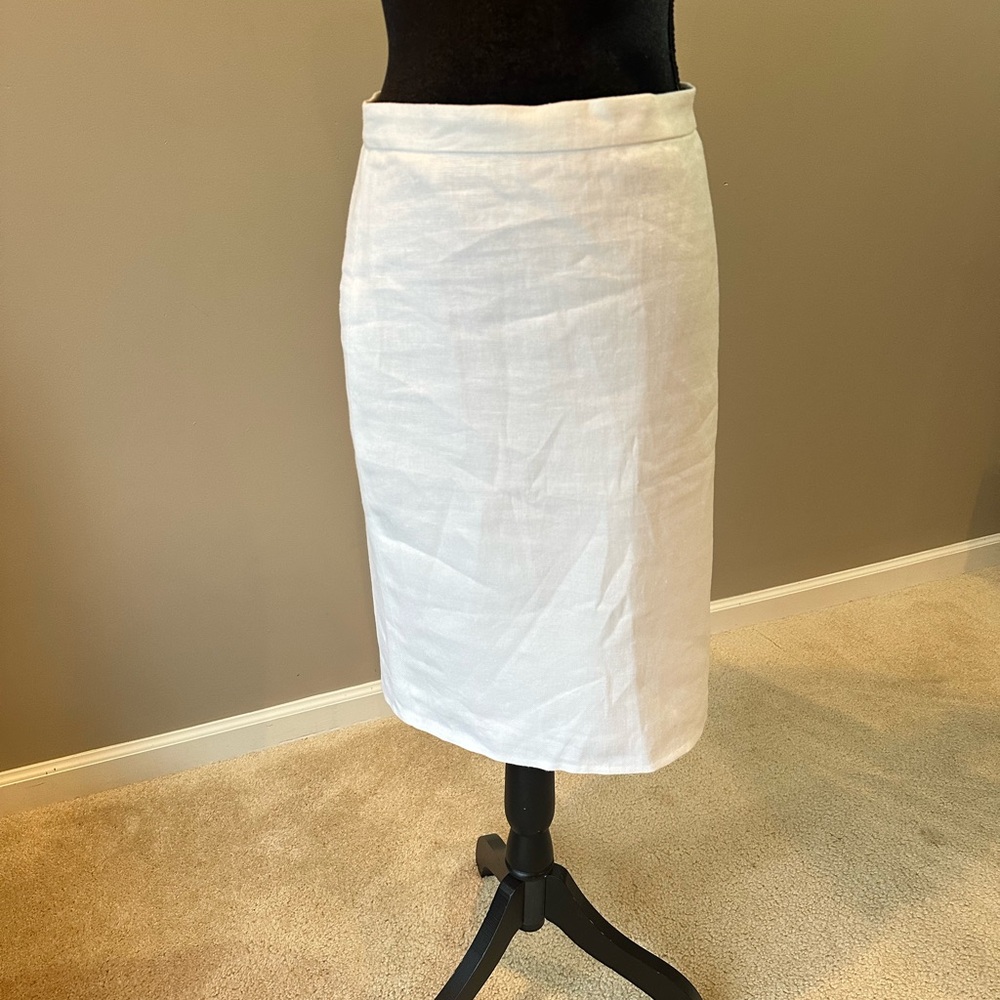 J. Crew White Linen Pencil Skirt Size 0